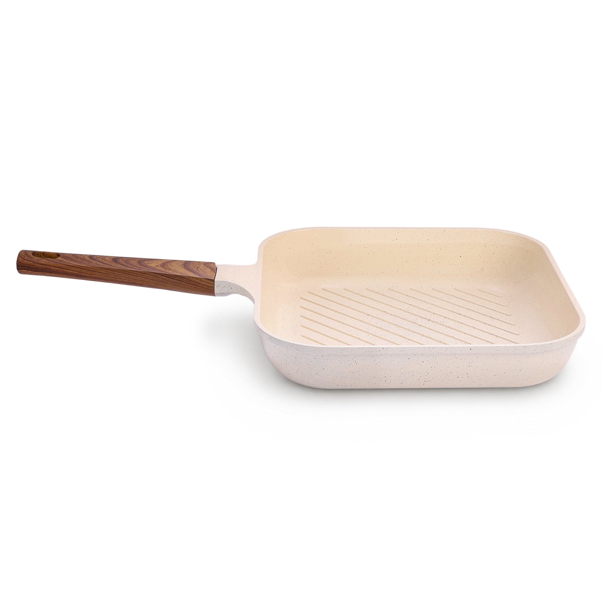 Granova cream grill pan 28 cm showing the ridged non-stick cooking surface