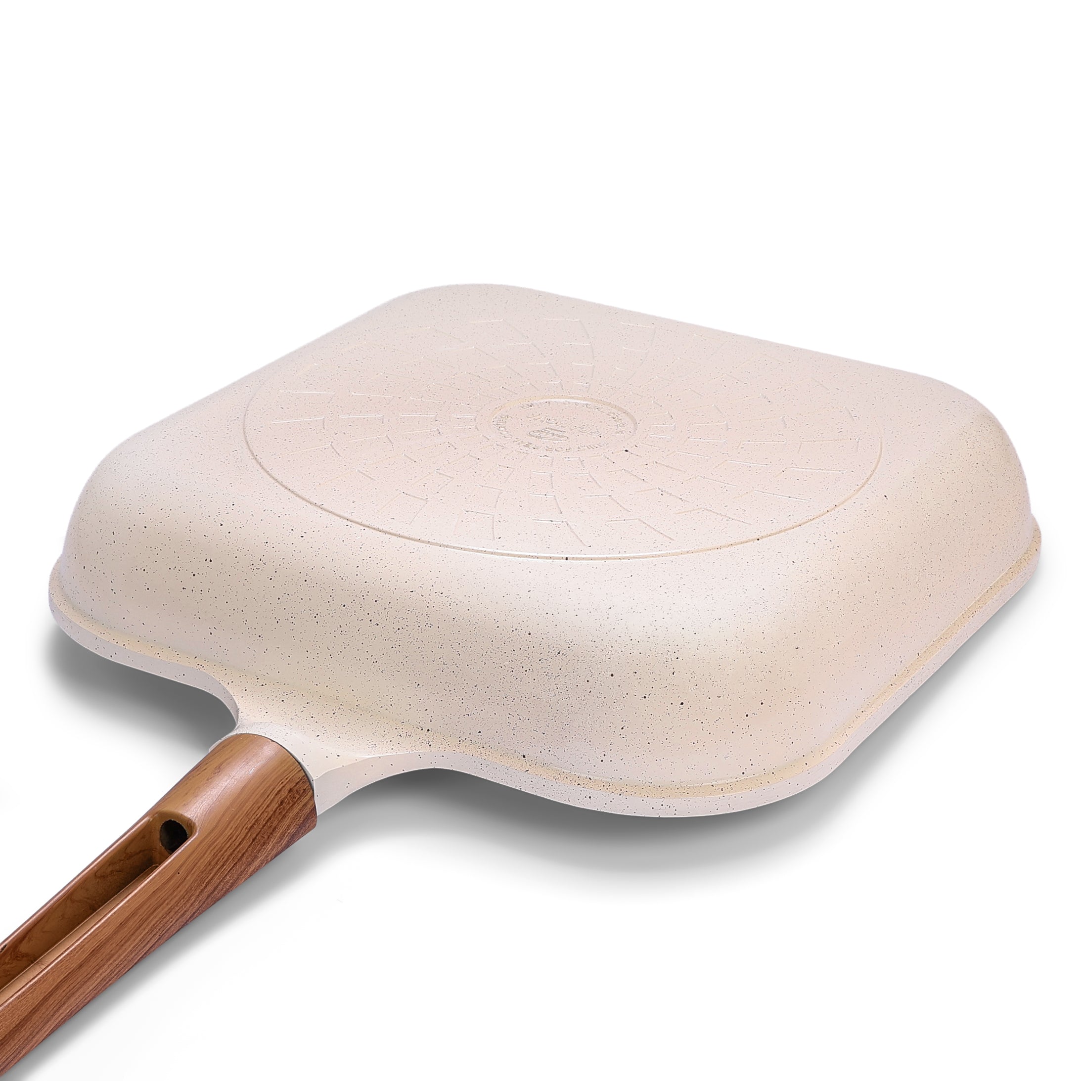 Granova cream grill pan 28 cm showing the square shape and wood-look handle