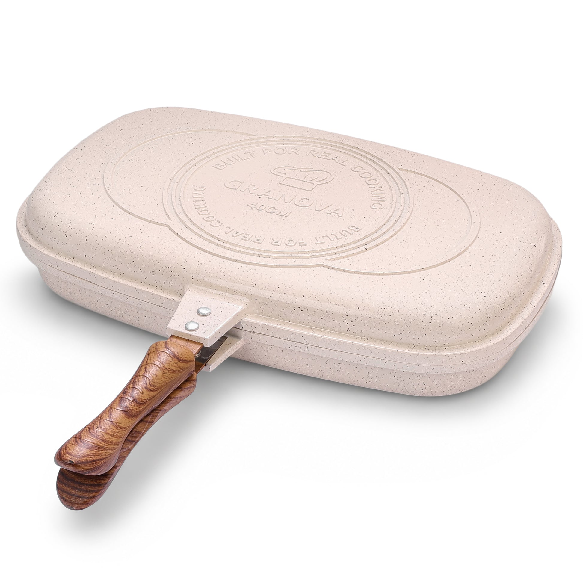 Granova cream Double Grill 40 cm showing the open non-stick cooking surfaces