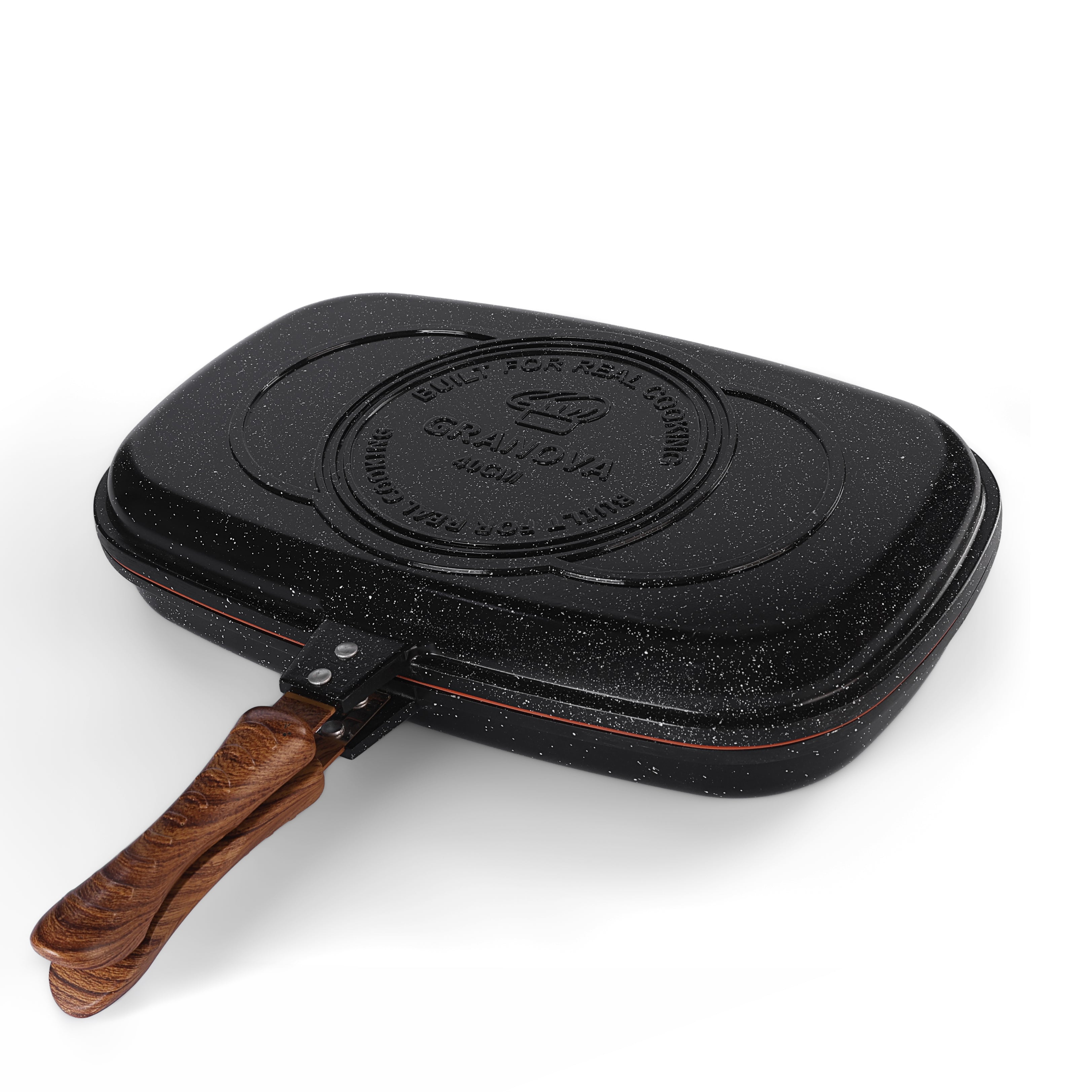 Granova black Double Grill 40 cm product view showing the non-stick cookware design