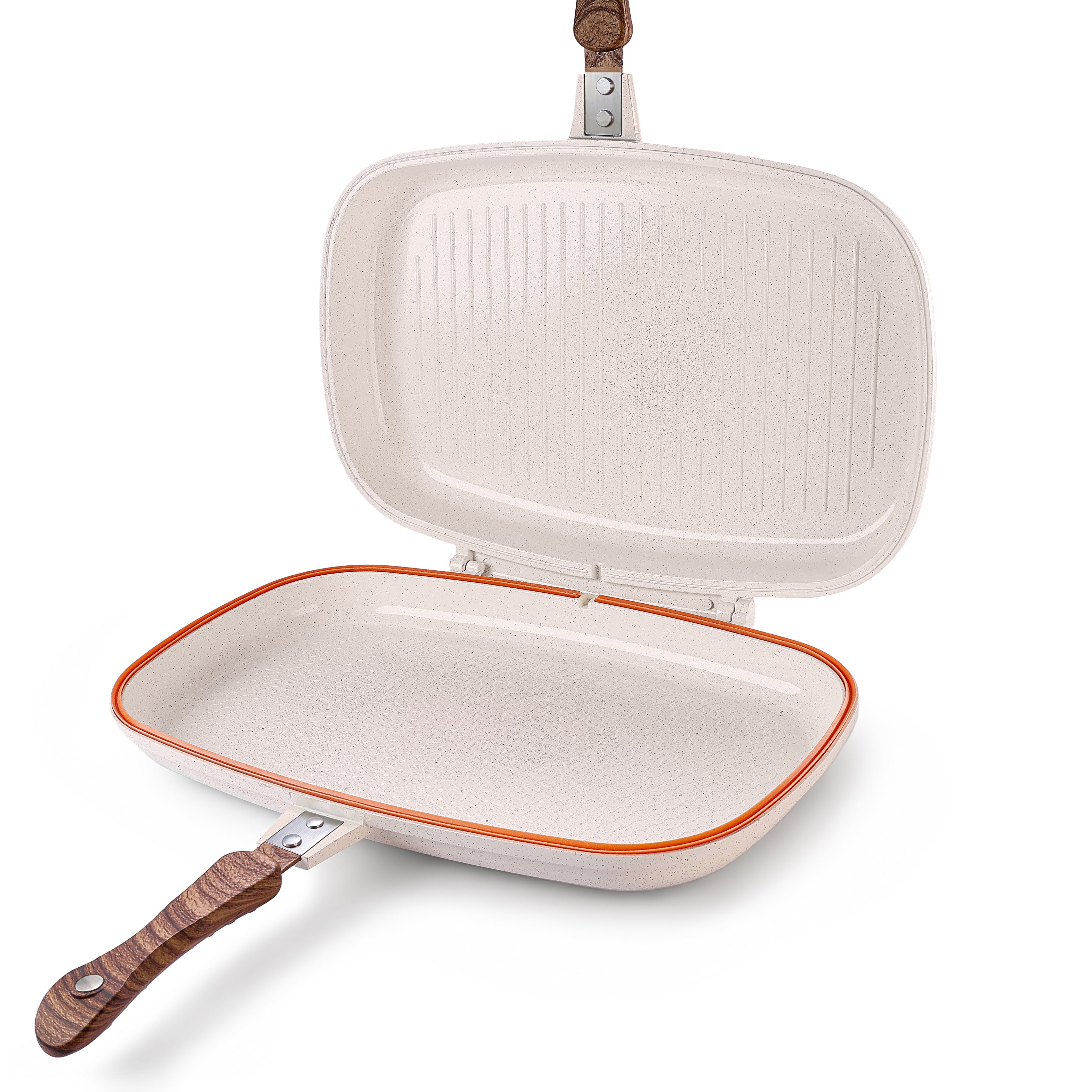 Granova cream Double Grill 40 cm product view showing the non-stick cookware design