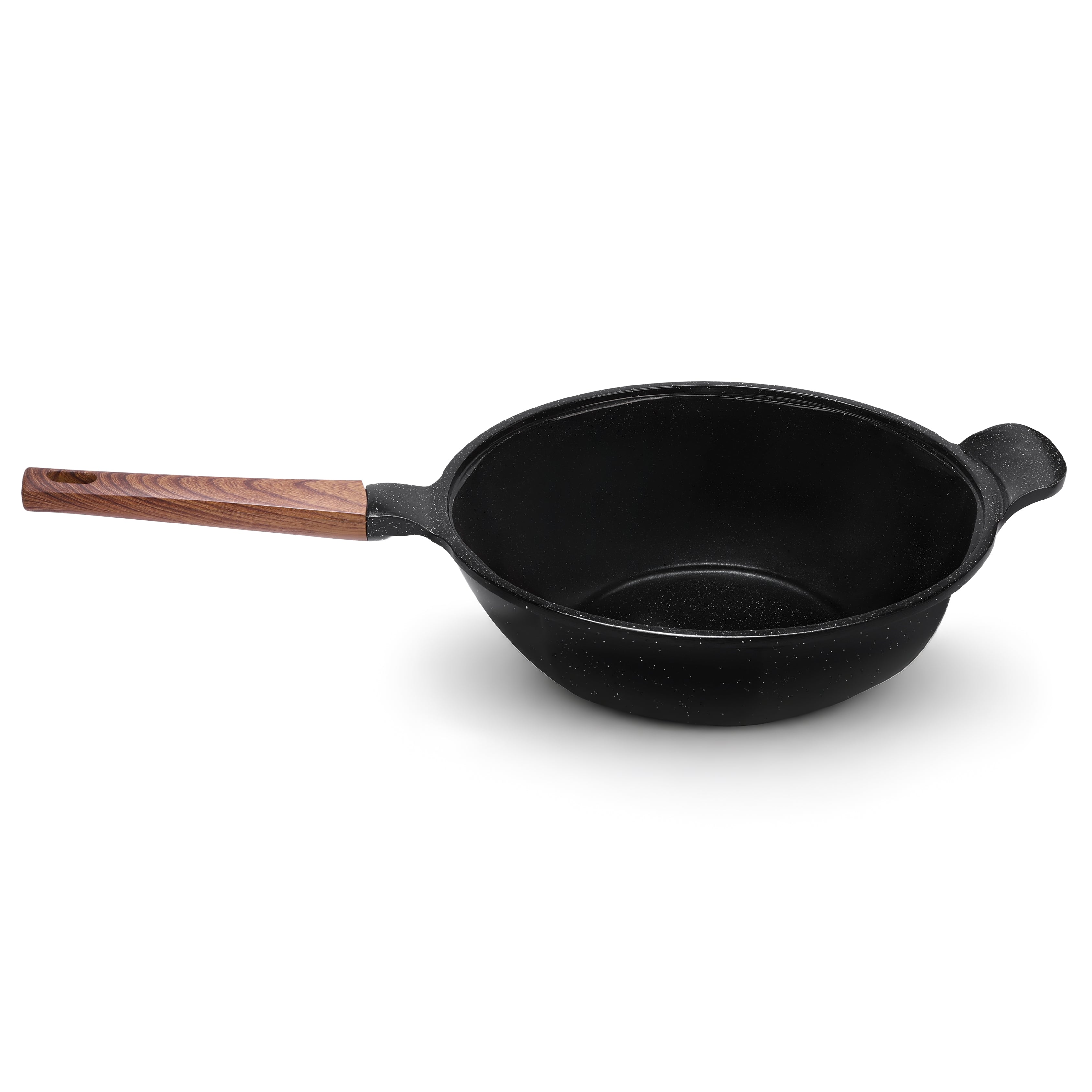 Granova black Wok Pan 28 cm product view showing the non-stick cookware design