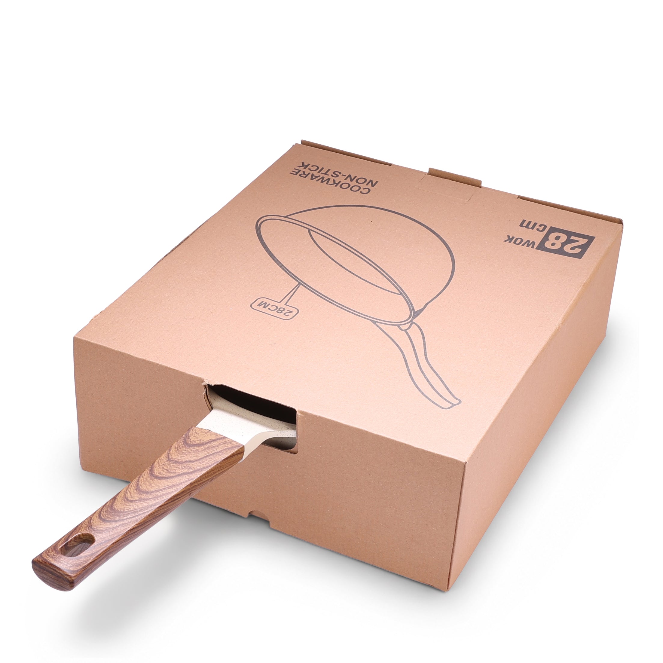 Granova black Wok Pan 28 cm product view showing the non-stick cookware design